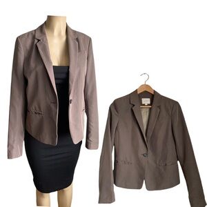 Ann Taylor Loft Modal Blazer Soft jacket Neutral Long Sleeves Notch Lapel Sz 6